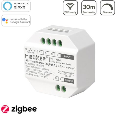 MiBoxer Zigbee 3.0 LED Funkdimmer Triac RF+Push Dimmer TRI-C1ZR