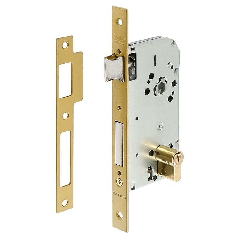 

MIBRICOPLUS Cerradura para madera tesa 130/58c/ae ent-50mm, dist-70, c/recto, latonada