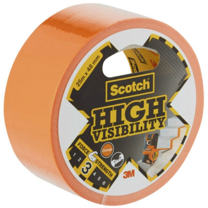 Cinta americana naranja 'High Visibility' de alta visibilidad de 25 metros de largo y 48mm de ancho color naranja