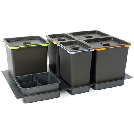 580 PLUS - Cubos de basura de 2 ó 4 compartimentos con guías de extracción  total