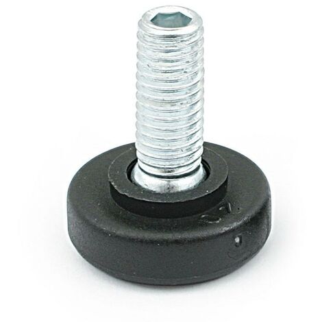 MIBRICOPLUS Pie nivelador velo d24 m8x20 negro con rótula con huella allen en el esparrago.