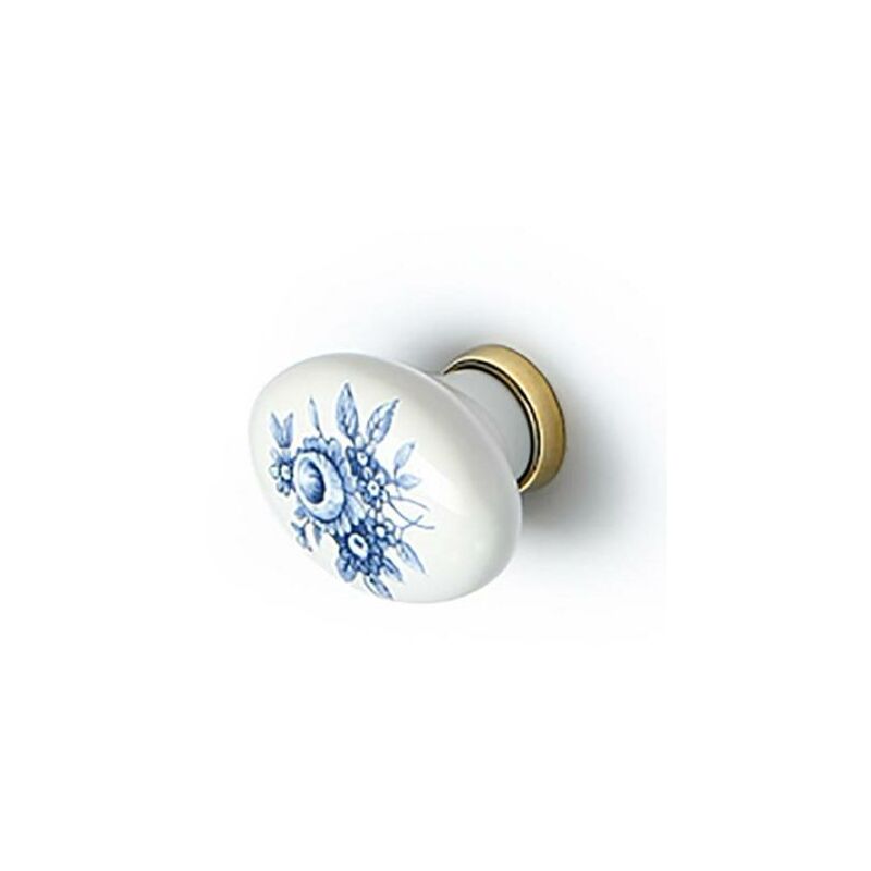 

MIBRICOPLUS Pomo porcela aroma flor azul blanco / oro ovalado