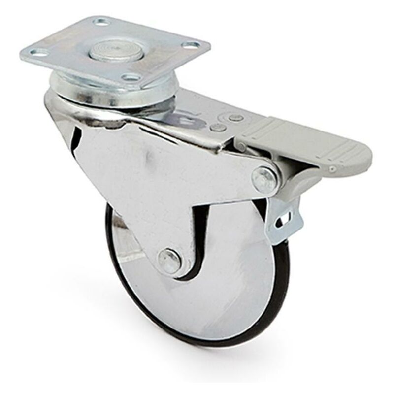 

Rueda giratoria aro de goma ø75 h101 plástico con freno metal - Mibricoplus