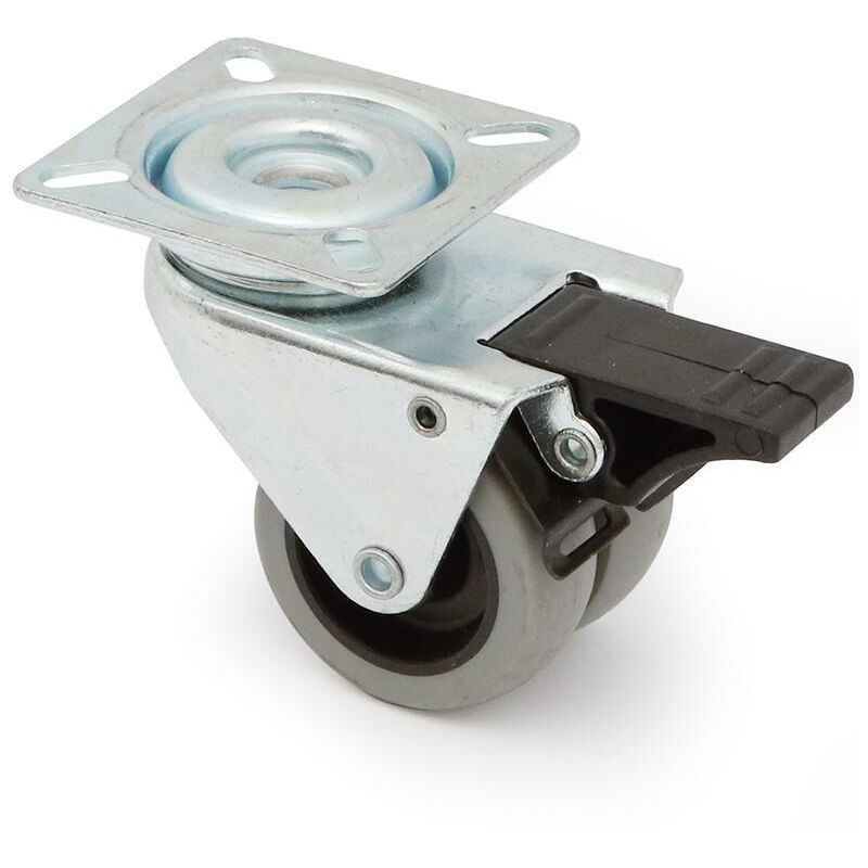 

Rueda giratoria celia aro doble goma ø50 plástico con freno capacidad carga 60kgs. - Mibricoplus