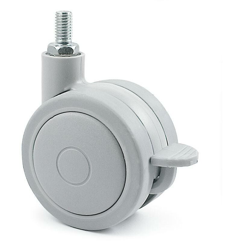 

Rueda giratoria doble ø60 rolom er m8 con freno gris - Mibricoplus