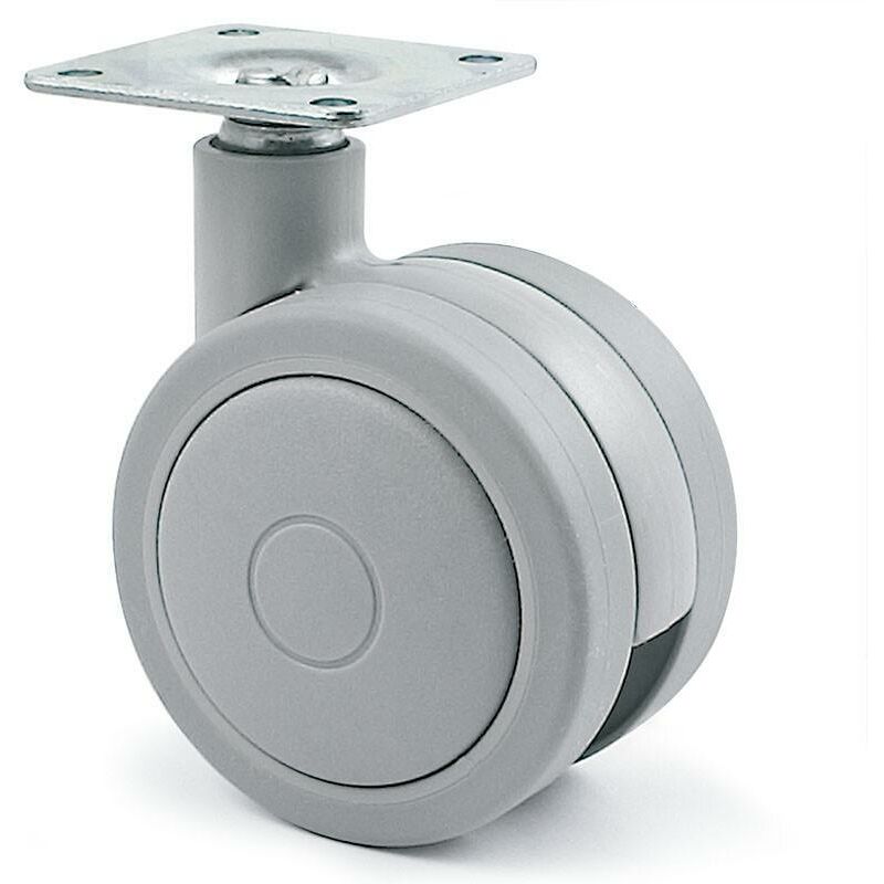 

Rueda giratoria doble ø75 rolom plástico gris- - Mibricoplus