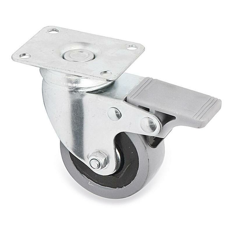 

Rueda giratoria jade plus aro de goma ø60 con freno plástico zincado placas antih., doble hilera de bolas y freno. - Mibricoplus