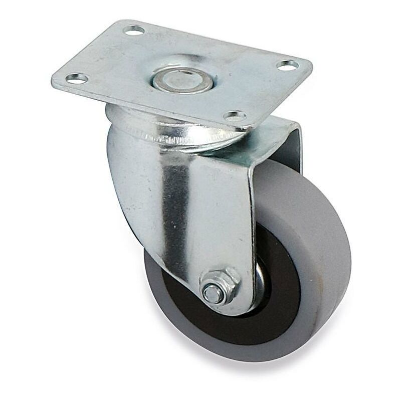 

Rueda giratoria jade plus aro de goma ø60 plástico zincado placas antihilo y doble hilera de bolas. - Mibricoplus