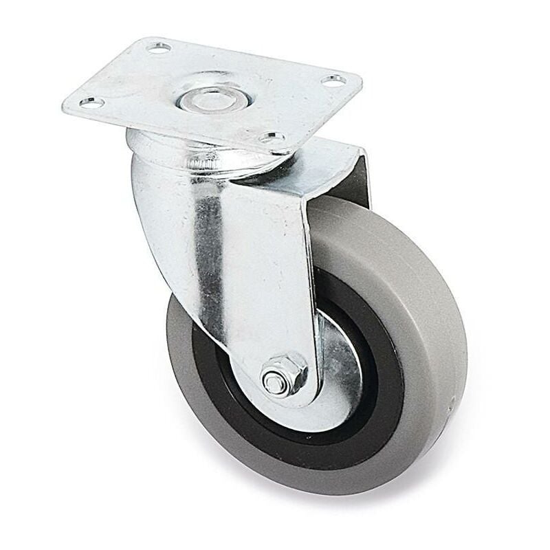 

Rueda giratoria jade plus aro de goma ø80 plástico zincado placas antihilo y doble hilera de bolas. - Mibricoplus