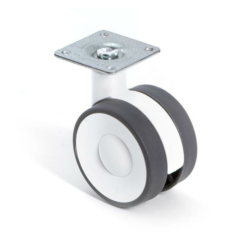 

MIBRICOPLUS Rueda giratoria kroos aro doble ø60 con placa acabado blanco freno sin freno