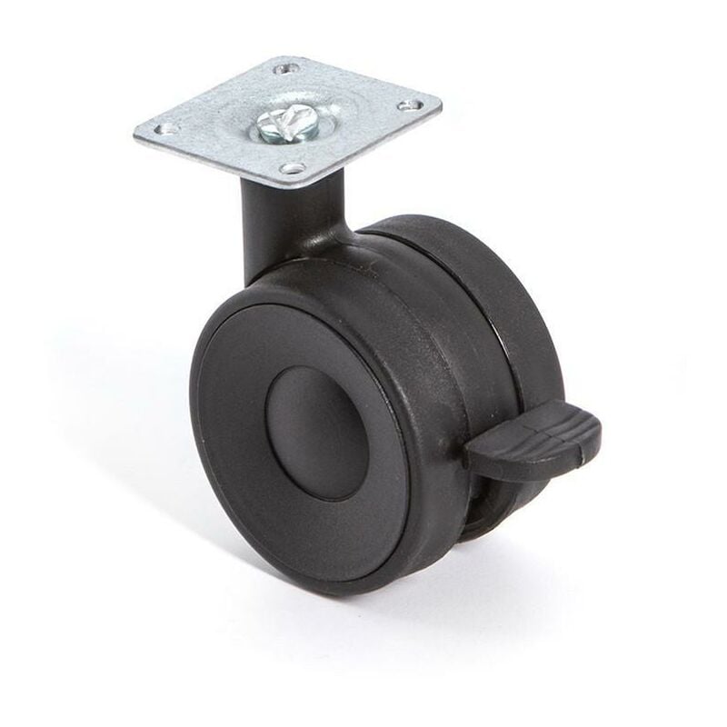 

MIBRICOPLUS Rueda giratoria kroos aro doble ø60 con placa acabado negro freno con freno