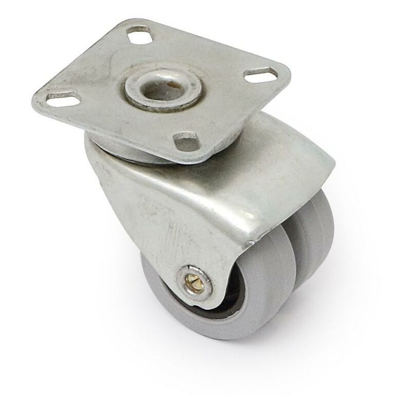 

Rueda giratoria rota aro doble goma ø40 plástico zincado placa cuadrada 52x52mm. - Mibricoplus