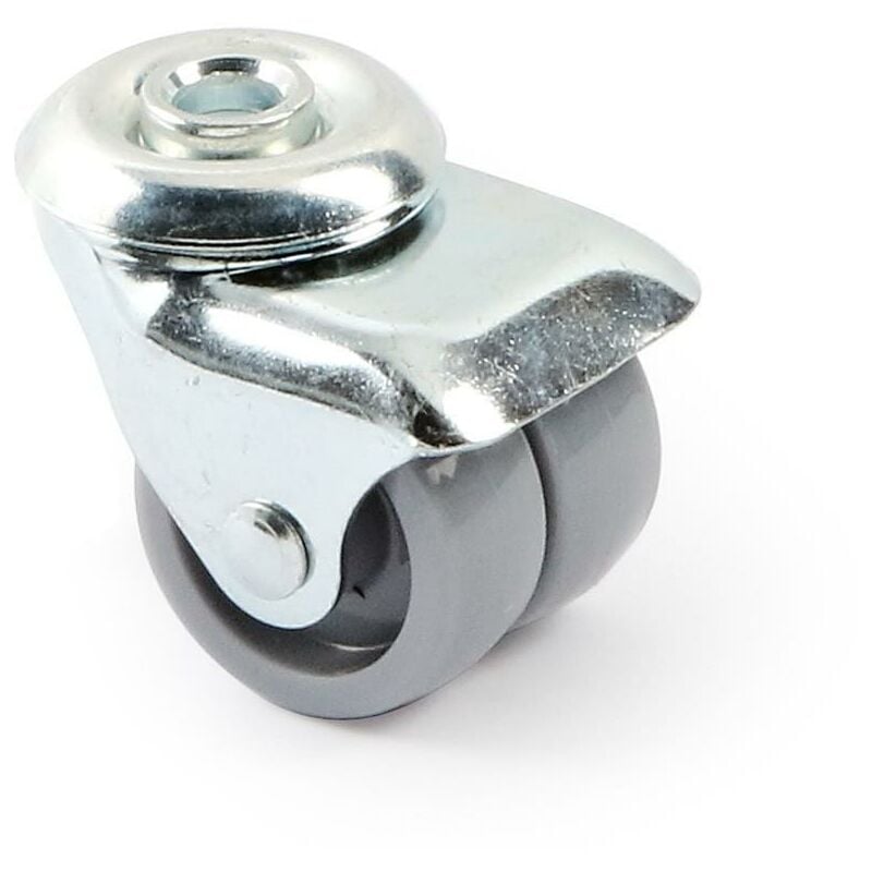 

Rueda giratoria rumbo aro doble plastico ø40 tp zincado taladro pasante diametro 10mm. - Mibricoplus