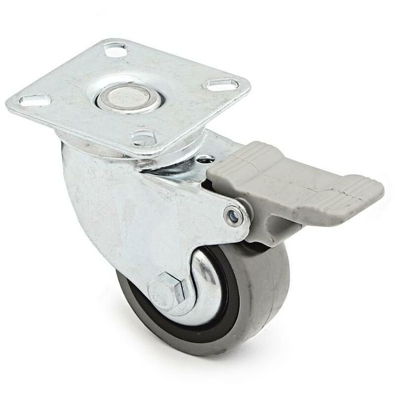 

Rueda giratoria trial aro de goma ø50 plástico zincado con freno con antihilo. 35kgs/rueda. - Mibricoplus