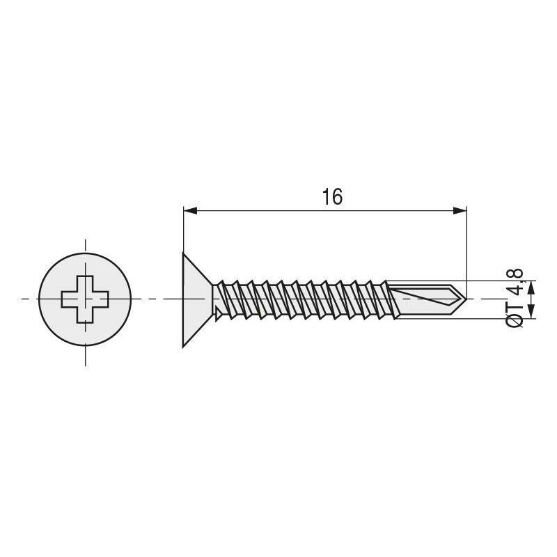 

Tornillo broca rosca chapa cabeza plana din 7504-p zincado larg.r/chapa 16mm ø rosca chapa 4.8mm - Mibricoplus