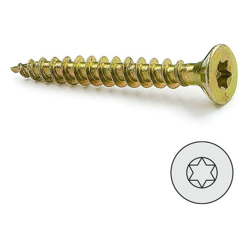 

Tornillo rosca madera cabeza plana torx largo 100mm diámetro 6mm - Mibricoplus