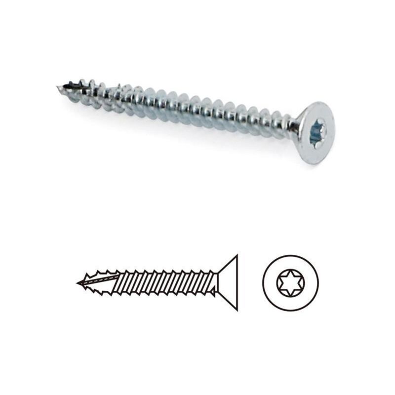 

Tornillo rosca madera cabeza plana torx zincado din 7505-a largo 30mm diámetro 3.5mm (caja 100) - Mibricoplus