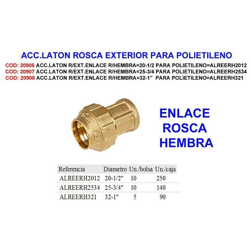 

acc.laton r-ext.enlace r-hembra 32-1 para polietil alreerh321 - Mibricotienda