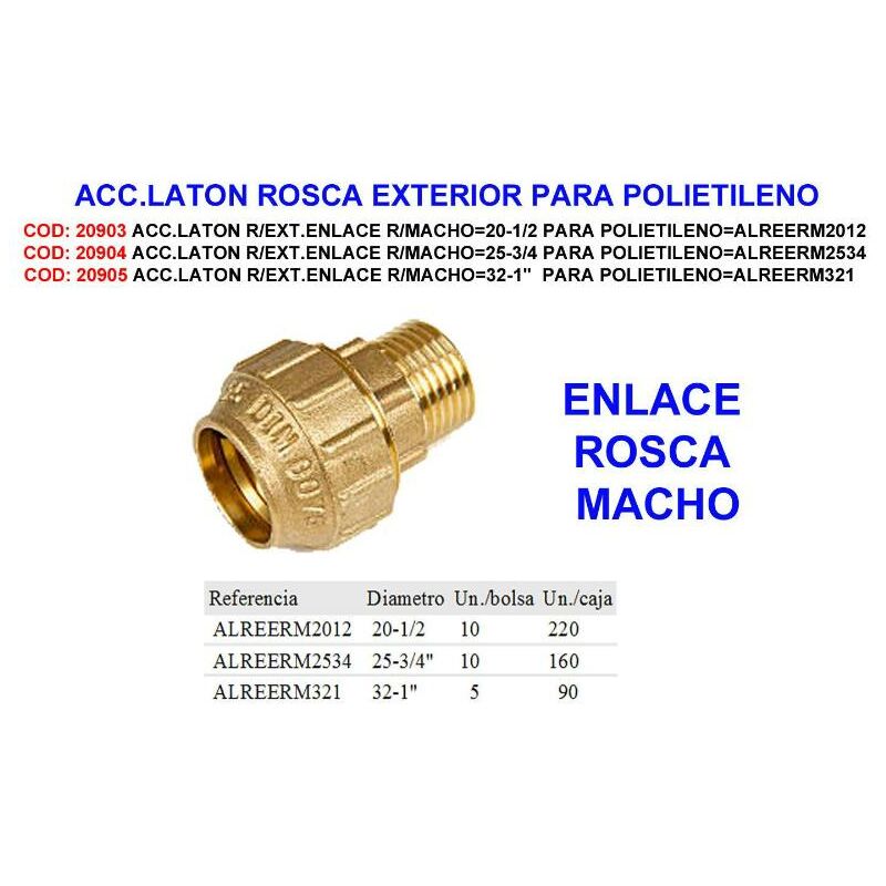 

MIBRICOTIENDA acc.laton r-ext.enlace r-macho 20-1-2 para polietile alreerm2012