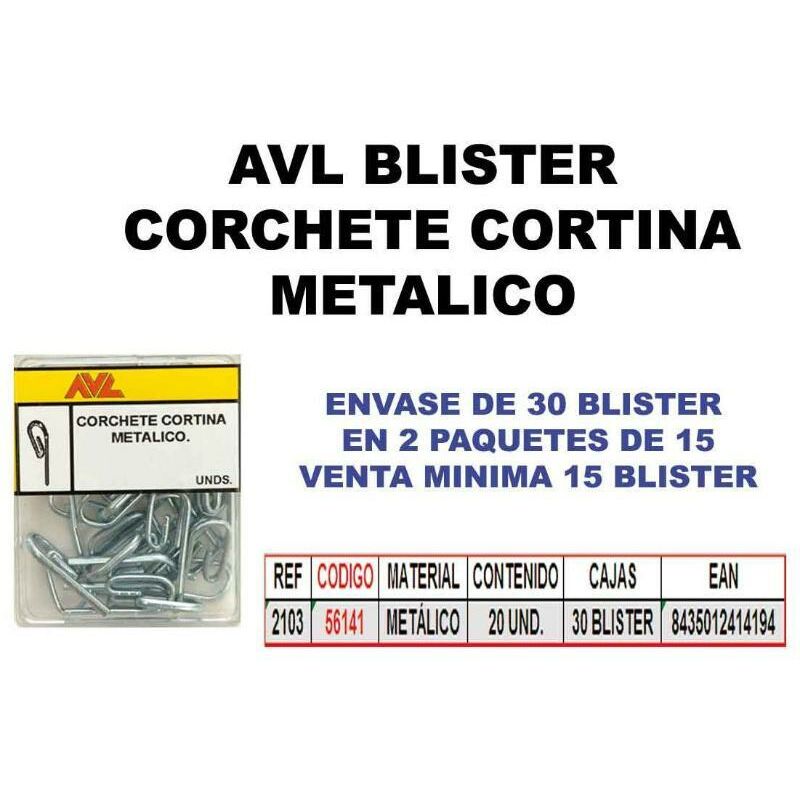 

avl blister corchete cortina metalico 2103 (caja 15 unidades) - Mibricotienda