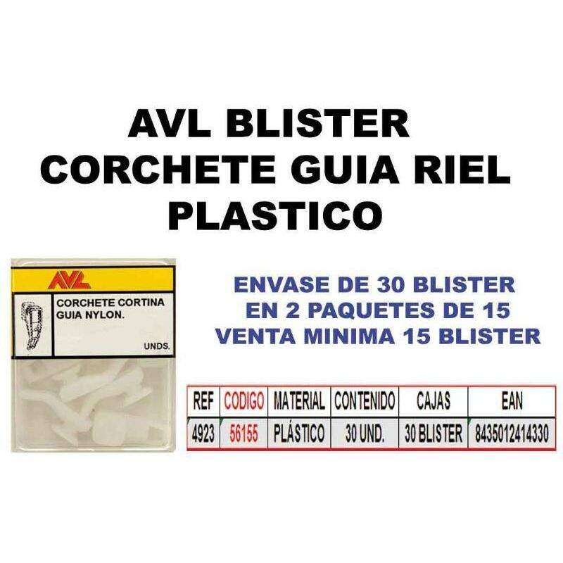 

avl blister corchete guia riel plastico 4923 (caja 15 unidades) - Mibricotienda
