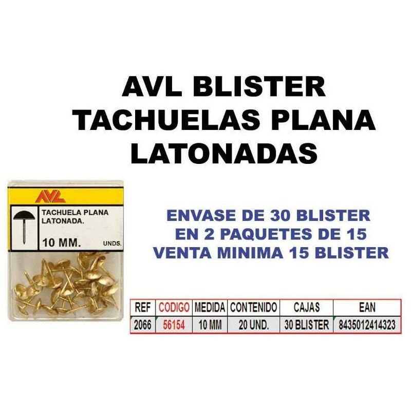 

avl blister tachuelas latonadas 10 mm 2066 (caja 15 unidades) - Mibricotienda