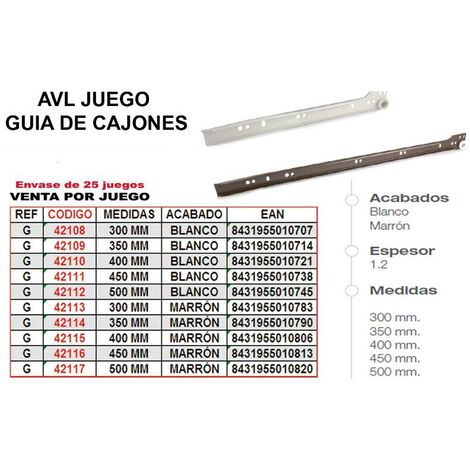 GUIAS CAJONES 35-600X45 ZINCADO