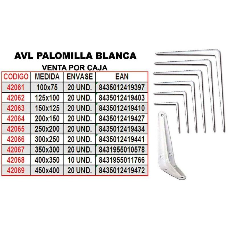 

avl palomilla blanca 250x200 1943-4 (caja 24 unidades) - Mibricotienda