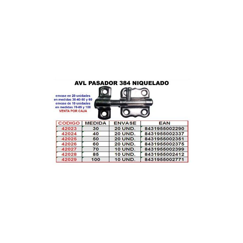 

avl pasador 384 niquel 40 mm (caja 12 unidades) - Mibricotienda