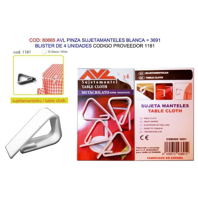 

avl fs pinza sujetamenteles blanco blister 4 und 3691 (1181) - Mibricotienda