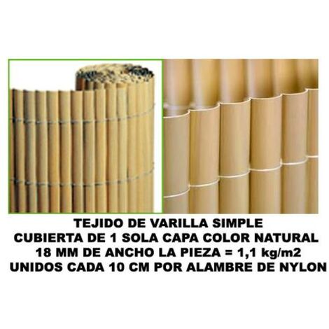 Nortene  Cañizo PVC Doble Cara Perfil Oval Plasticane Bambu/Natural Medida  en metros 1 x 3 metros