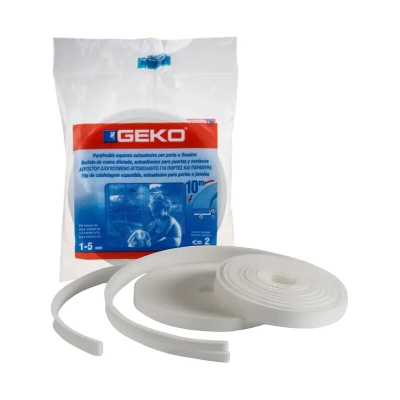 

Geko - Junta de espuma adhesiva blanca, 15mm x 10m (2x5m)