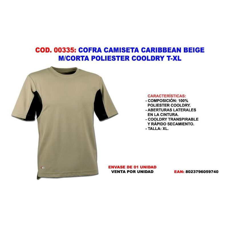 

MIBRICOTIENDA cofra camiseta caribbean beige m-corta poliester cooldry t-xl