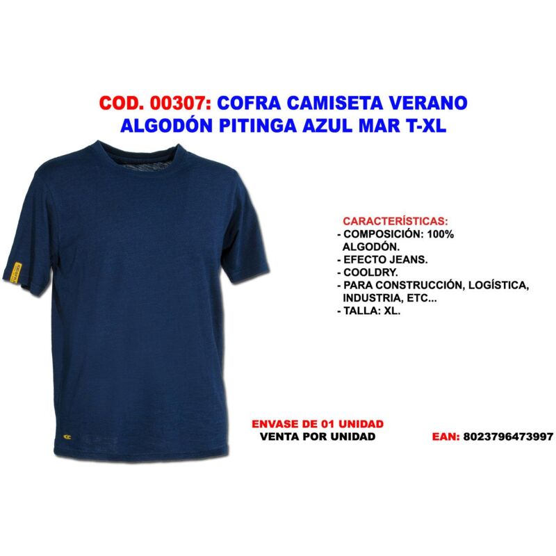 

cofra camiseta verano algodon pitinga azul mar. t-xl - Mibricotienda