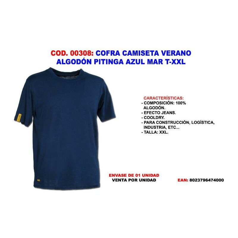 

cofra camiseta verano algodon pitinga azul mar. t-xxl - Mibricotienda