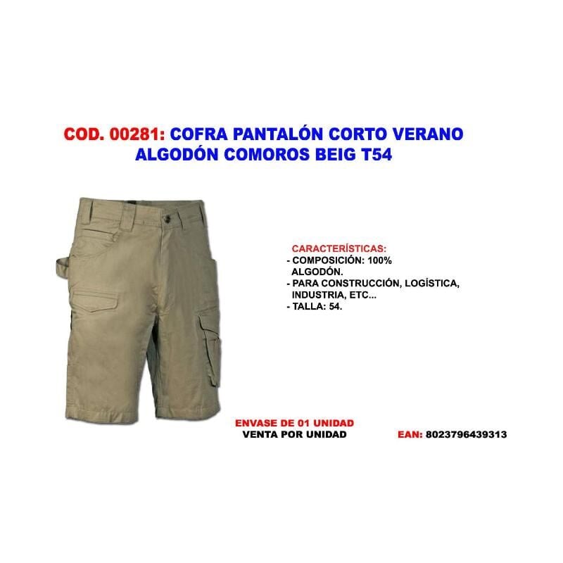 

cofra pantalon corto verano algodon comoros beig t54 - Mibricotienda