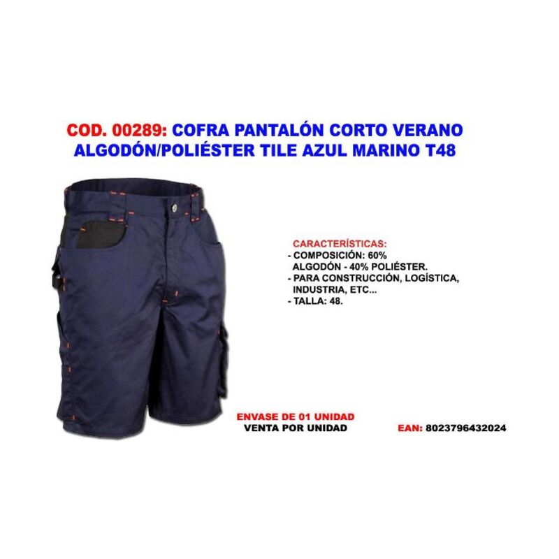 

cofra pantalon corto verano algodon-pol. tile azul mar. t48 - Mibricotienda