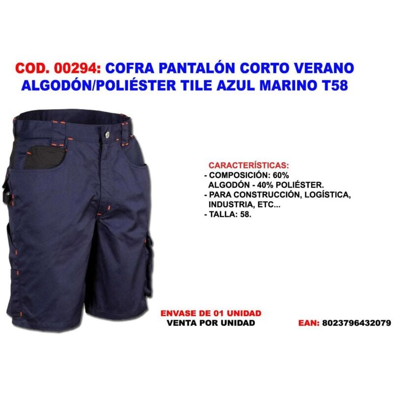 

cofra pantalon corto verano algodon-pol. tile azul mar. t58 - Mibricotienda