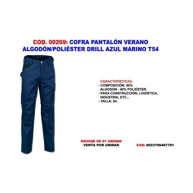

cofra pantalon verano algodon-pol. drill azul mar. t54 - Mibricotienda