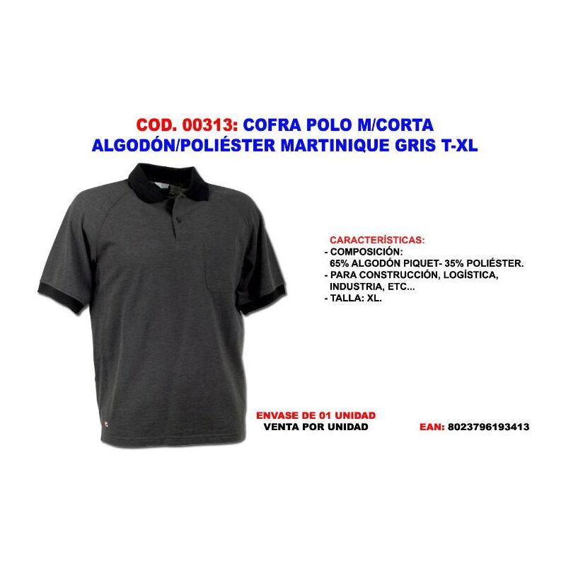 

MIBRICOTIENDA cofra polo m-corta algodon-pol. martinique gris t-xl