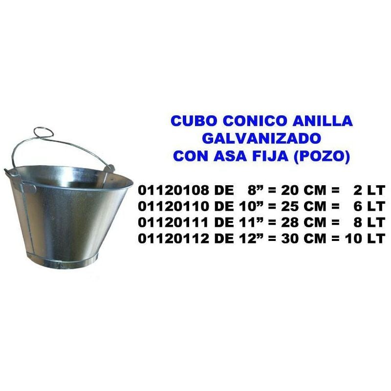 

cubo conico galvan. con anilla pozo 10 25 cm 6 lt 01120110 - Mibricotienda