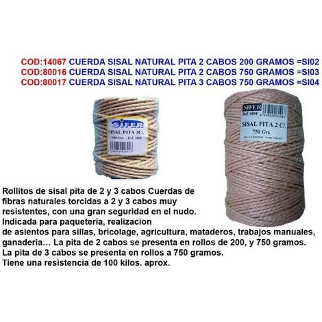 cuerda sisal natural pita 4 cabos 14 mm x 50 mt si57