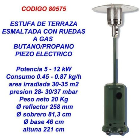 Estufa catalítica para gas butano con ignición automática y ruedas de color  negro Svan