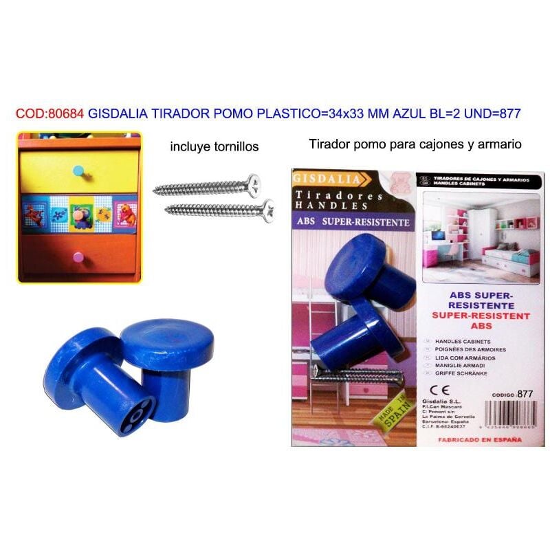

gisdalia fs tirador pomo plastico 34x33 mm azul bl 2 und 877 - Mibricotienda