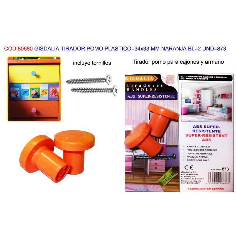 

gisdalia fs tirador pomo plast 34x33 mm naranja bl 2 und 873 - Mibricotienda