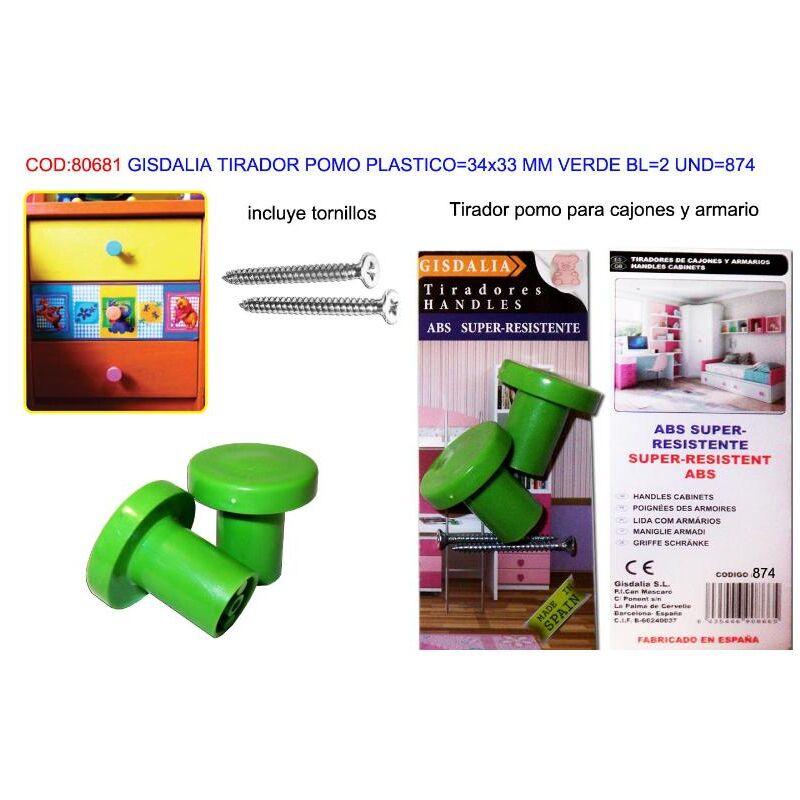 

gisdalia fs tirador pomo plastico 34x33 mm verde bl 2 und 874 - Mibricotienda