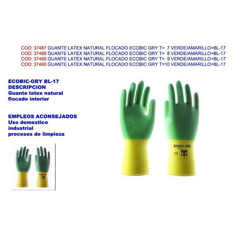 

guante latex flocado ecobic gry t-7 limpieza indust-domes bl-17 (caja 12 unidades) - Mibricotienda