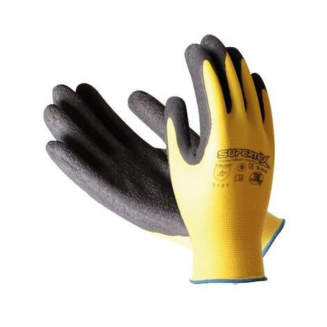MIBRICOTIENDA guante nylon+latex en palma supertex agricola amarill t-9 sl-01