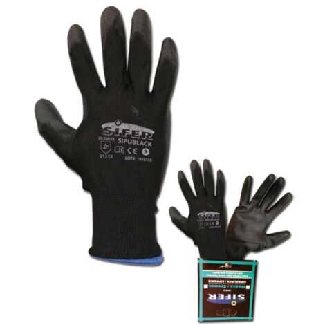 MIBRICOTIENDA guante sifer poliuretano negro nylon t 7 si758 sipublack-hades (caja 12 unidades)