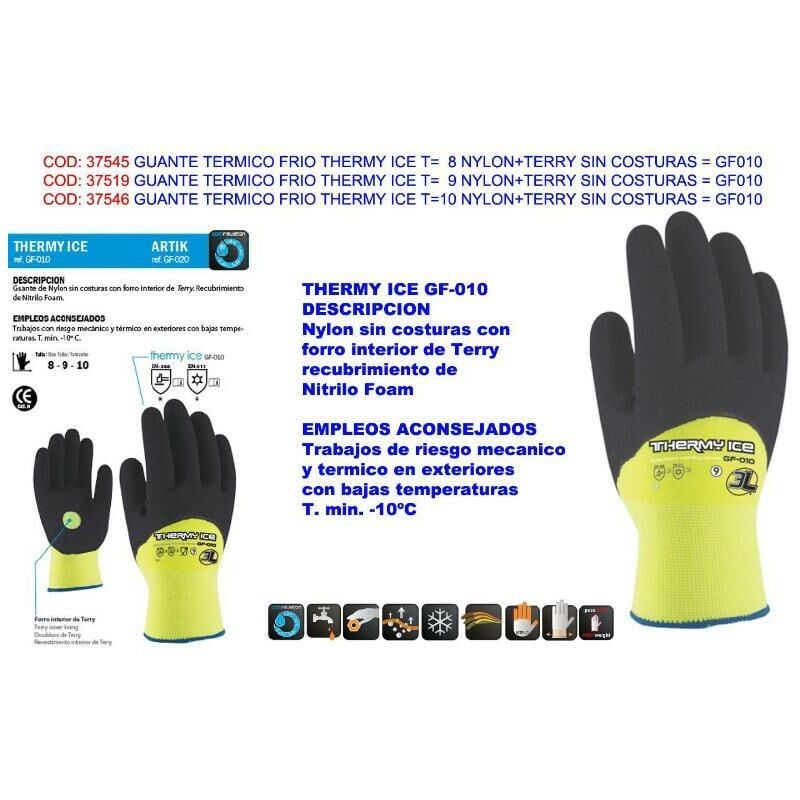 

MIBRICOTIENDA guante termico frio thermy ice t 9 nylon+terry s-c gf010